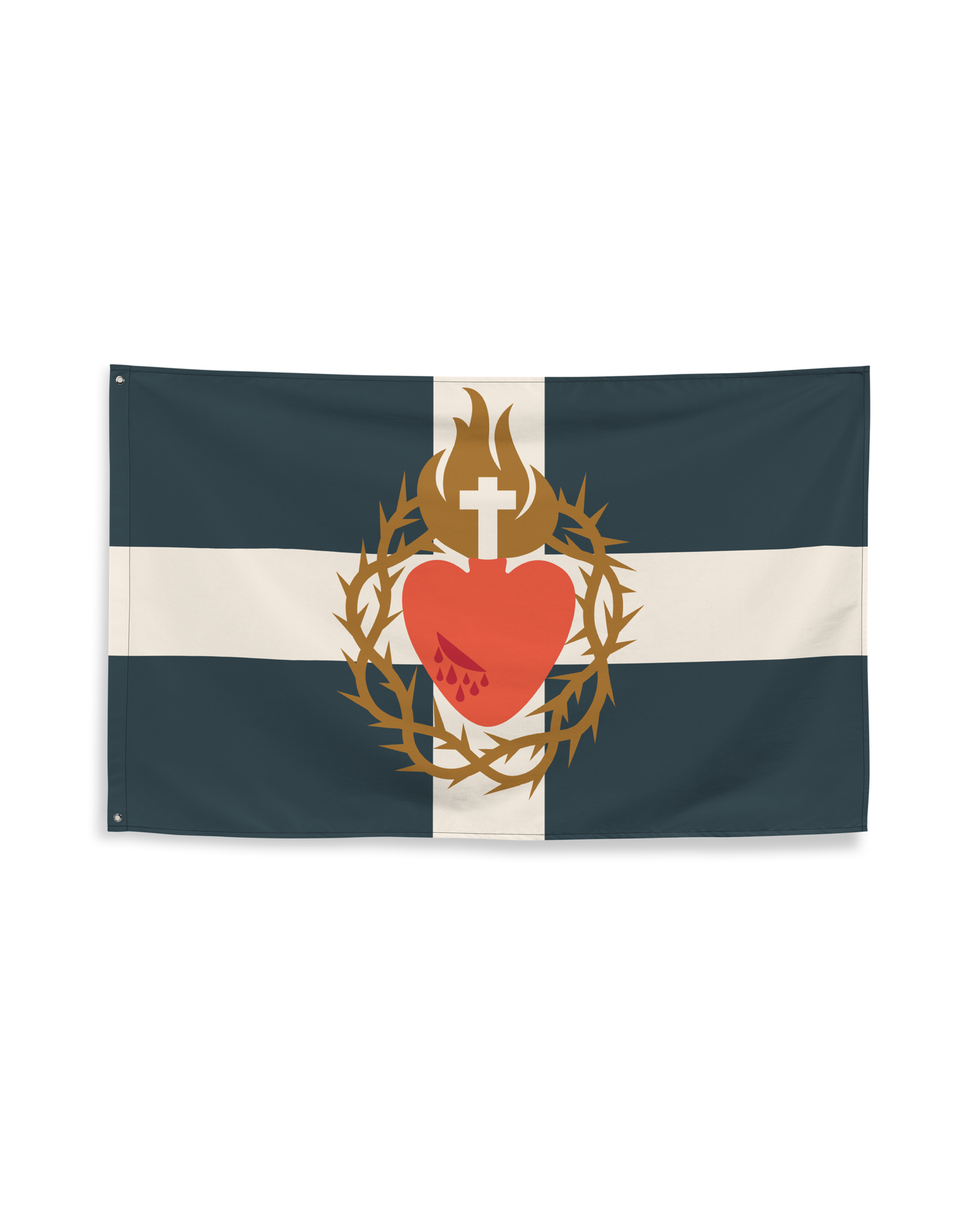 Flag: Sacred Heart of Jesus, Navy with White Cross