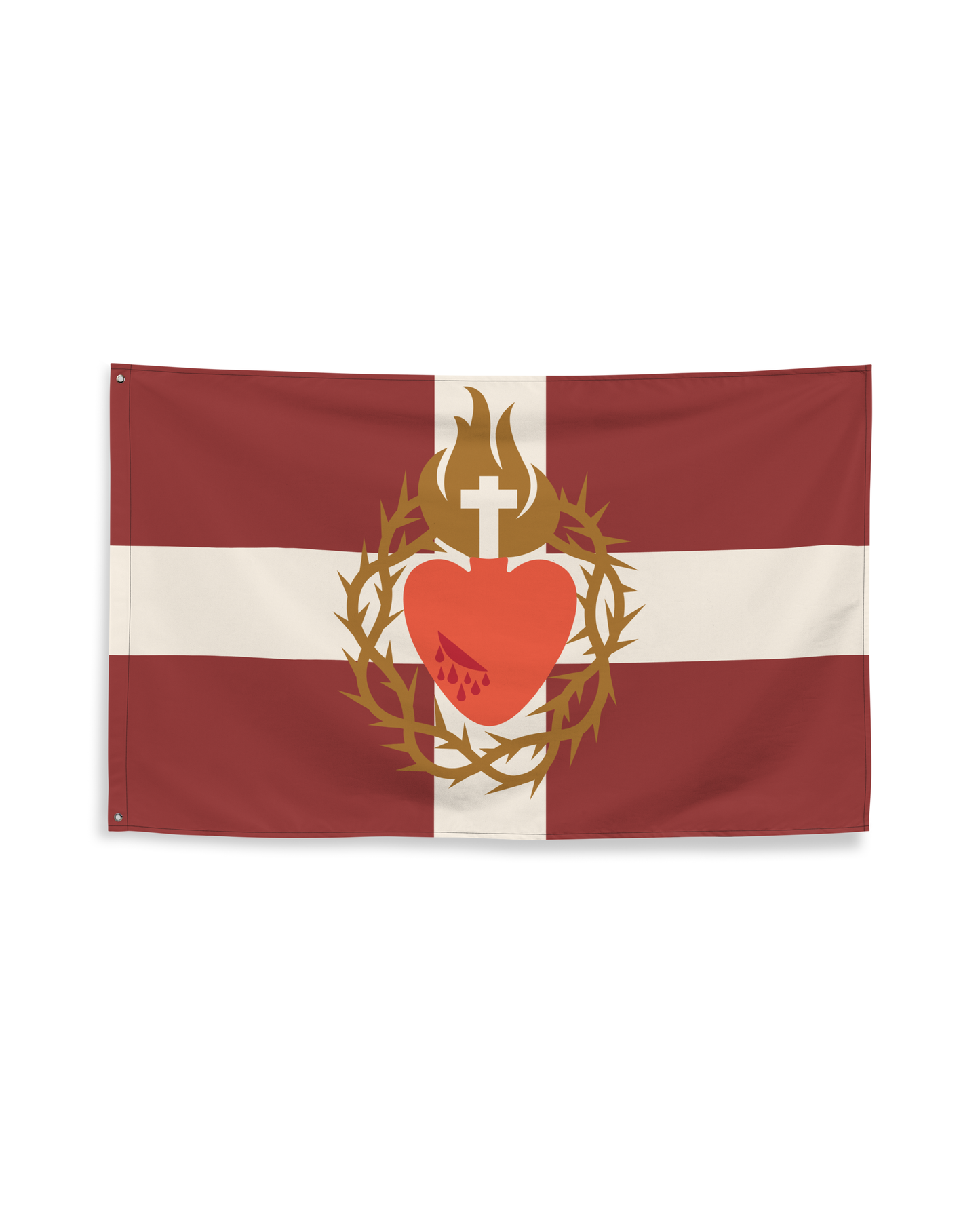 Flag: Sacred Heart of Jesus, Red with White Cross