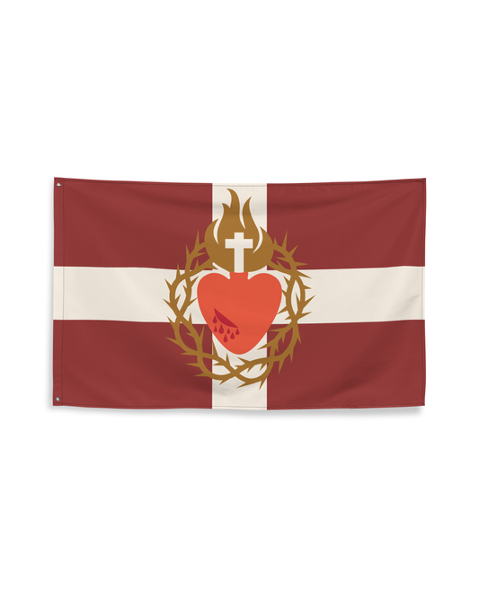 Flag: Sacred Heart of Jesus, Red with White Cross