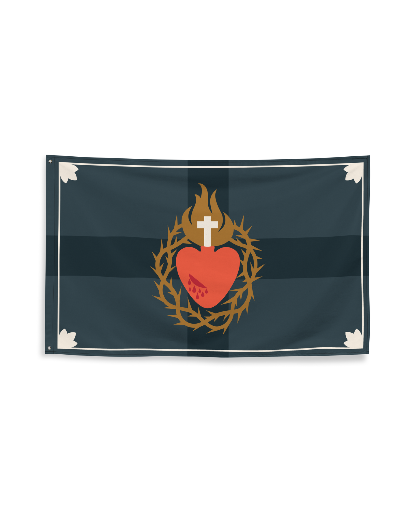 Flag: Sacred Heart of Jesus, Navy Horizontal