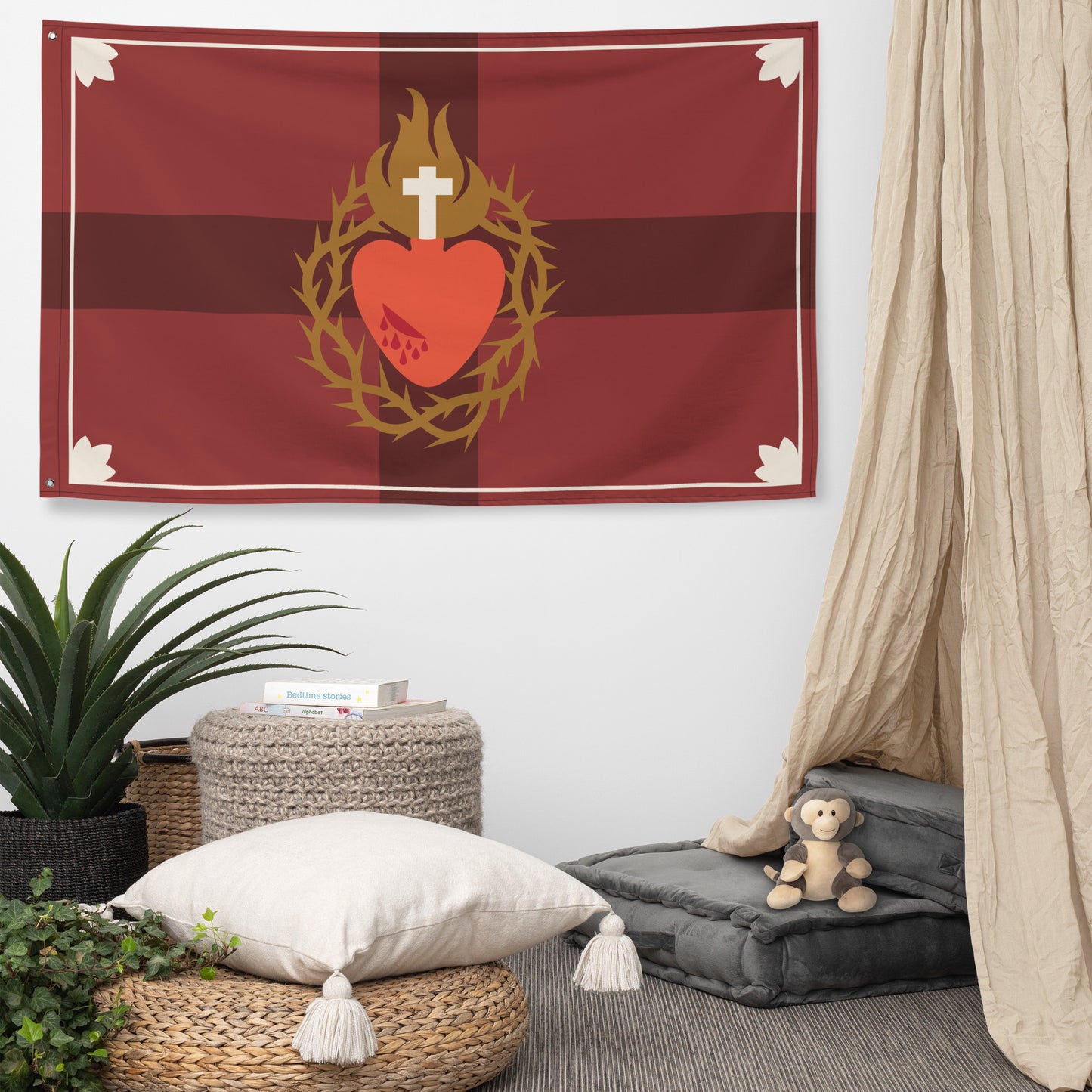 Flag: Sacred Heart of Jesus, Red Horizontal