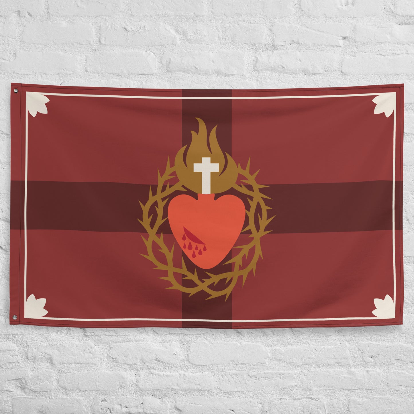 Flag: Sacred Heart of Jesus, Red Horizontal