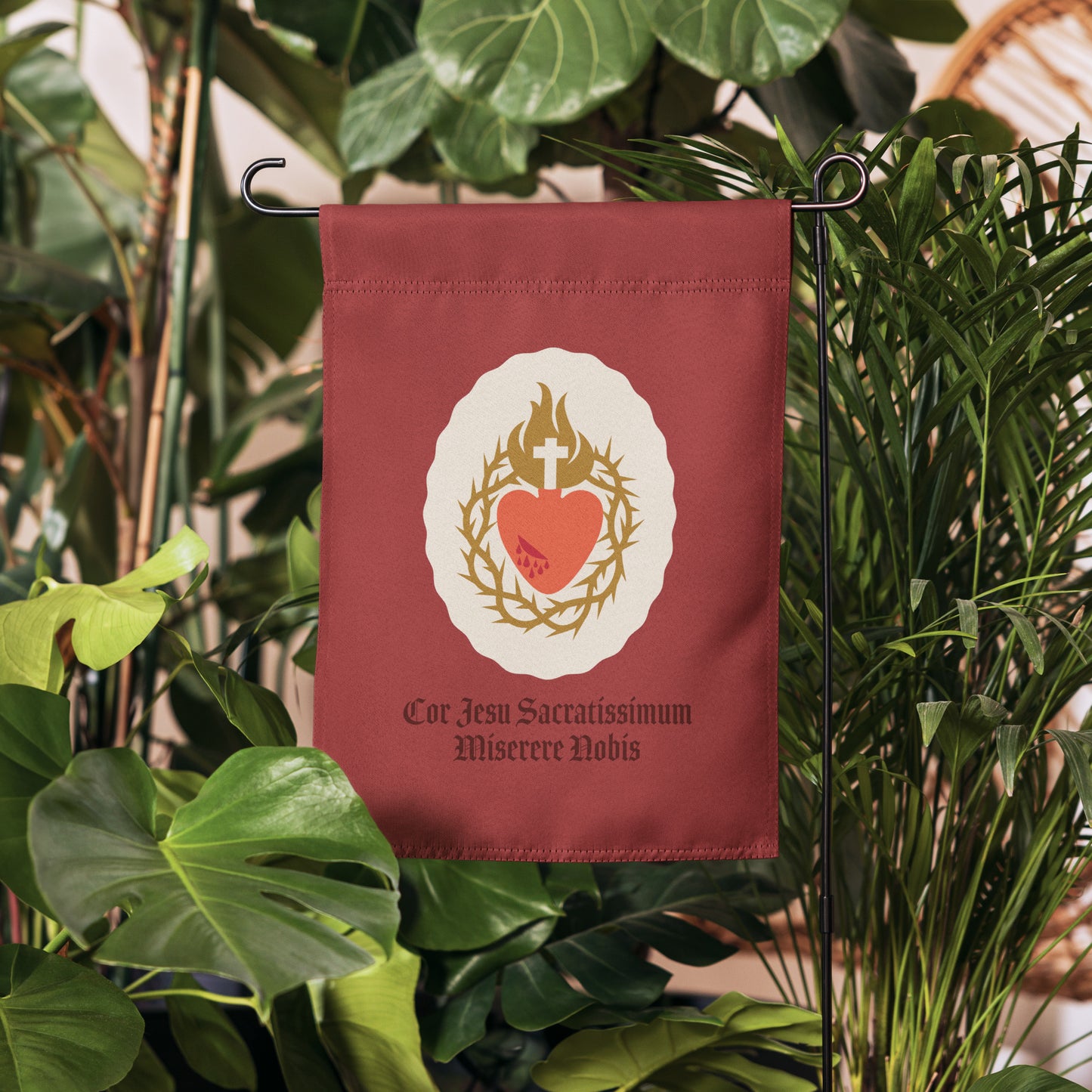 Garden Flag: Sacred Heart, Red Oval