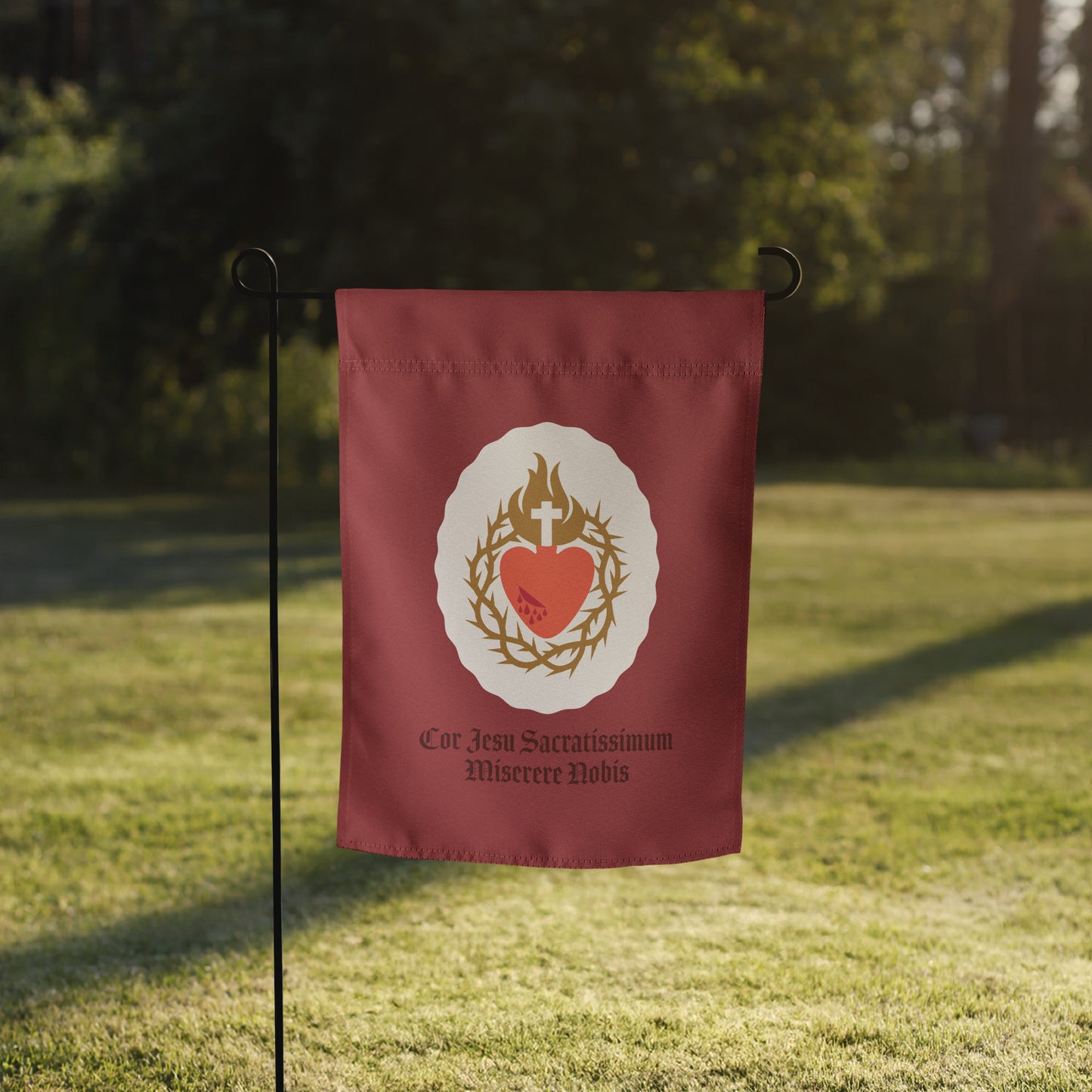 Garden Flag: Sacred Heart, Red Oval