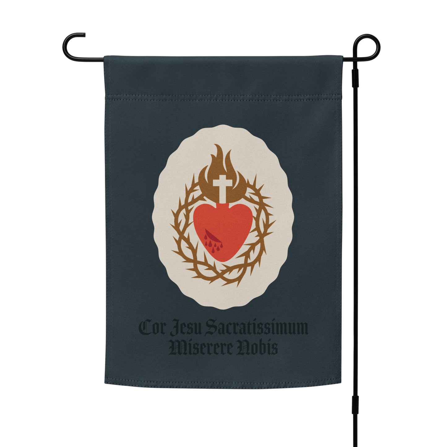 Garden Flag: Sacred Heart, Navy Oval