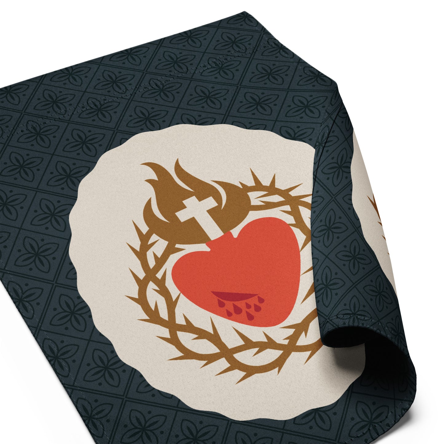 Sacred Heart of Jesus Garden Flag Navy Oval